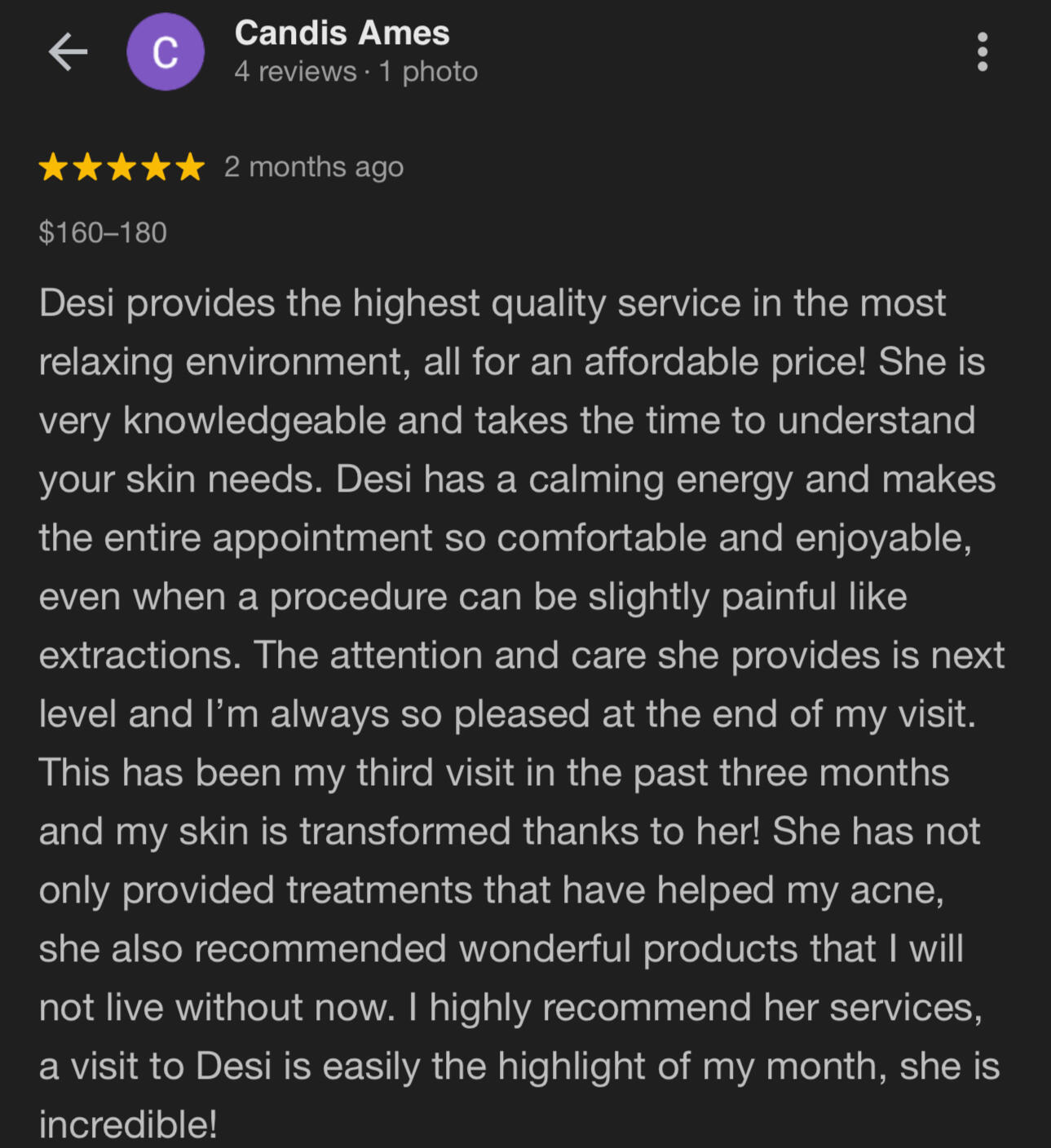 Real client skincare review