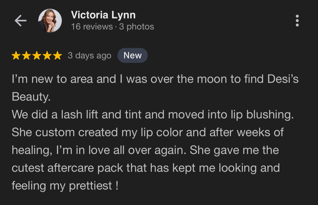 Real client lip blush and lash lift and tint review